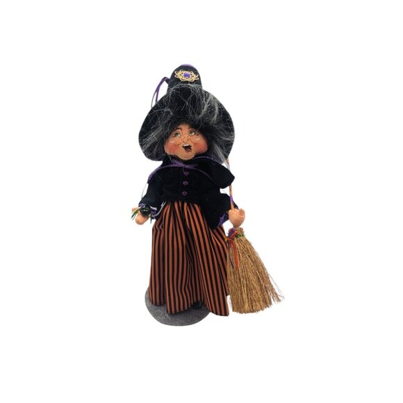 Annalee 2008 Halloween Witch w/ Spider & Broom 2009 Black Cat 11in - Picture 7 of 10